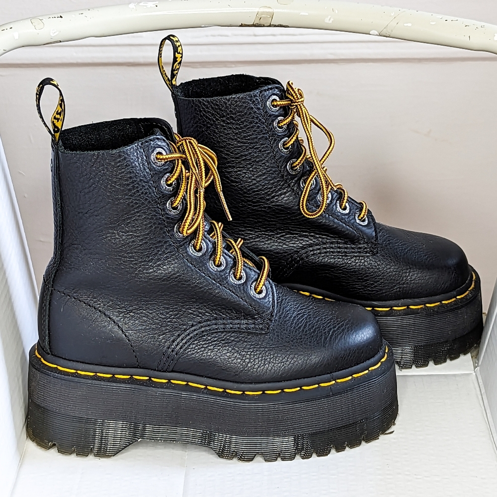 Dr Martens 1460 Pascal Max Platform Boot Womens 5 EU 36 Brown & Yellow Laces